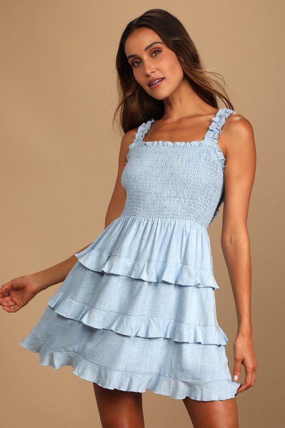 Smocked Dress - Linen Dress - Lulus